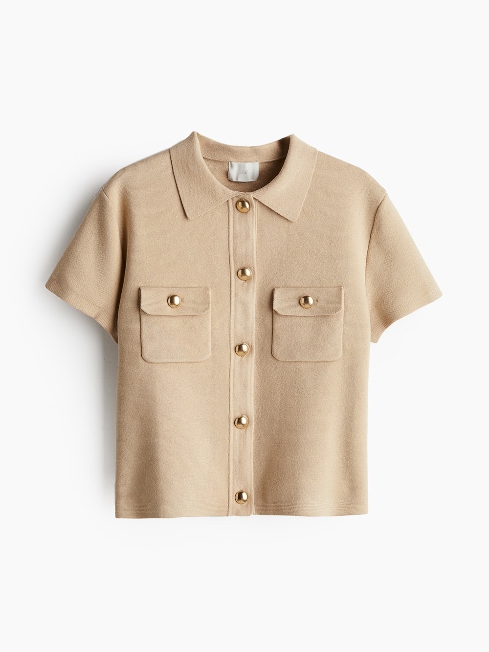 H&M woman’s cardigan beige with gold-tone buttons and pockets